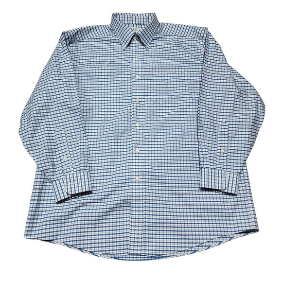 L.L.Bean Mens Blue/White Traditional Fit Button Down‎ Shirt 16.5-32 100% Cotton - Picture 6 of 6